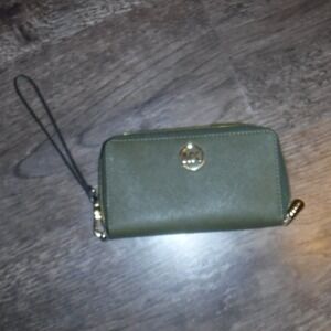 Michael Kors Olive‎ Green Saffiano Leather Wristlet Zip Around Wallet